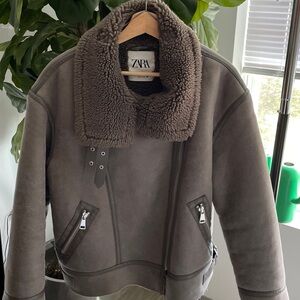 Zara Brown Shearling Jacket
